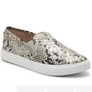 Steve Madden Snakeskin Python Sneakers Slip on Slippers Cream Brown Size 9.5